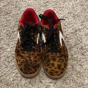 Leopard Print Sneakers with Red Interior